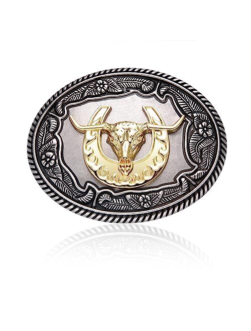 Bboten Western Belt Buckle for Men, Long Horn Cowboy Belt Buckle, Celtic Cross Eagle Belt Buckles for Women, Texas Belt Buckle