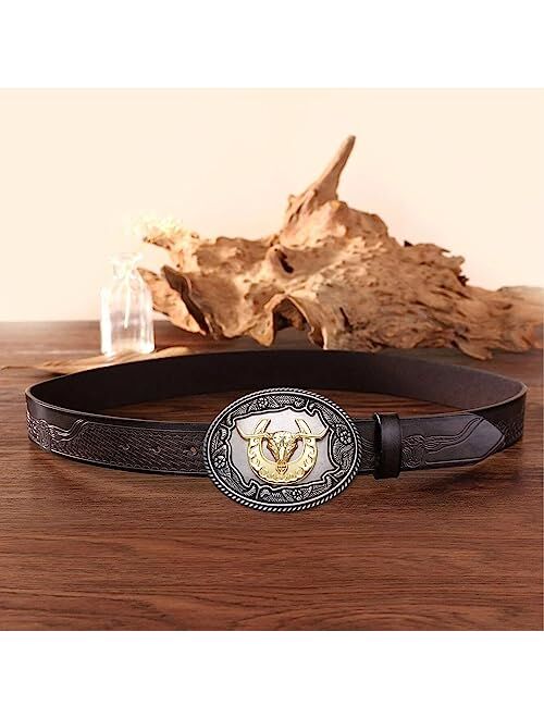 Bboten Western Belt Buckle for Men, Long Horn Cowboy Belt Buckle, Celtic Cross Eagle Belt Buckles for Women, Texas Belt Buckle