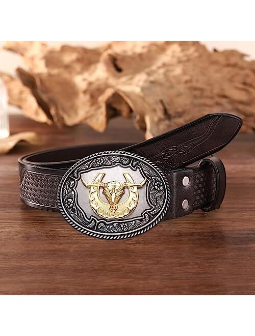 Bboten Western Belt Buckle for Men, Long Horn Cowboy Belt Buckle, Celtic Cross Eagle Belt Buckles for Women, Texas Belt Buckle