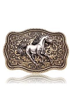 LYTOPTOP Running Horse Belt Buckle for Men, Western Cowboy Vintage Long Horn Bull Belt Buckle Gift for Birthday Halloween