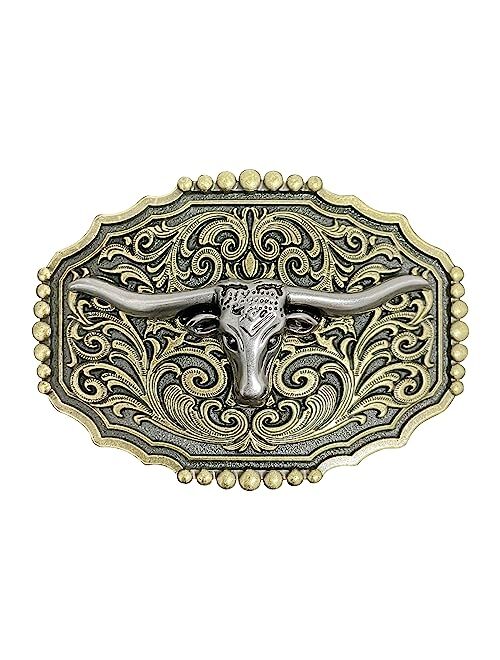 Btilasif Belt Buckle for Men Women Western Cowboy Long Horn Bull Belt Buckle for Boys Girls Halloween Cosplay Party Gifts