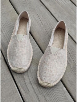 Shein Men Breathable Slip On Loafers, Vacation Outdoor Canvas Espadrille Loafers