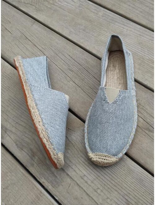 Shein Men Breathable Slip On Loafers, Vacation Outdoor Canvas Espadrille Loafers