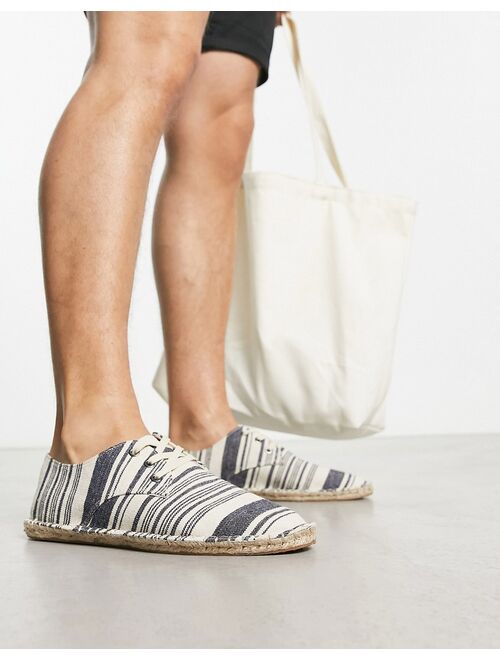 ASOS DESIGN lace up espadrilles in navy stripe