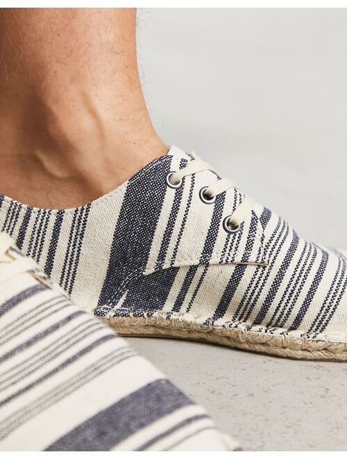 ASOS DESIGN lace up espadrilles in navy stripe