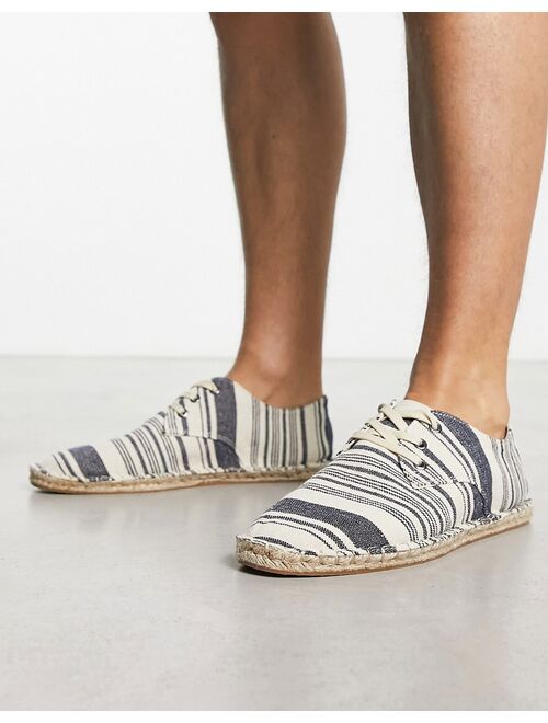 ASOS DESIGN lace up espadrilles in navy stripe