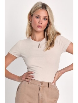 Effortless Upgrade Sage Green Ribbed Short Sleeve Top