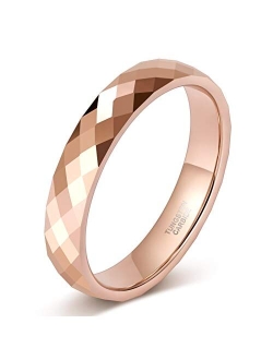 TRUMIUM 4MM Multi-Faceted Tungsten Wedding Rings Rose Gold/Black Engagement Band for Women Men Comfort Fit Size 4.5-12