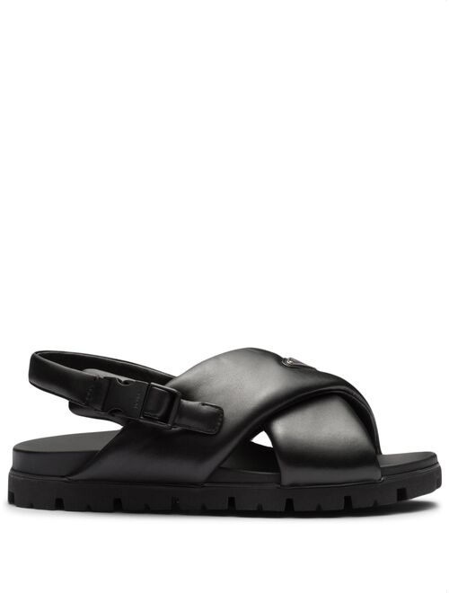 Prada padded crossover-straps flat sandals