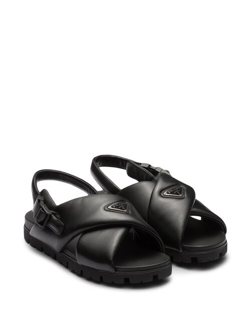 Prada padded crossover-straps flat sandals