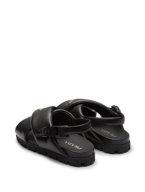 Prada padded crossover-straps flat sandals