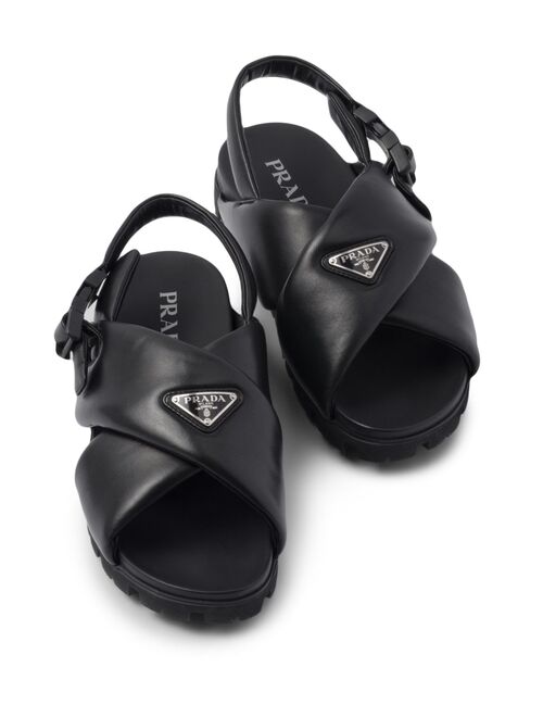 Prada padded crossover-straps flat sandals