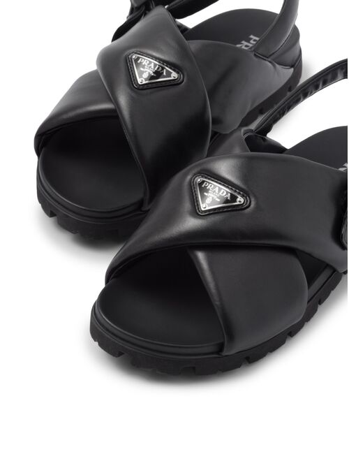 Prada padded crossover-straps flat sandals