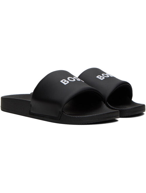 BOSS Black Embroidered Slides