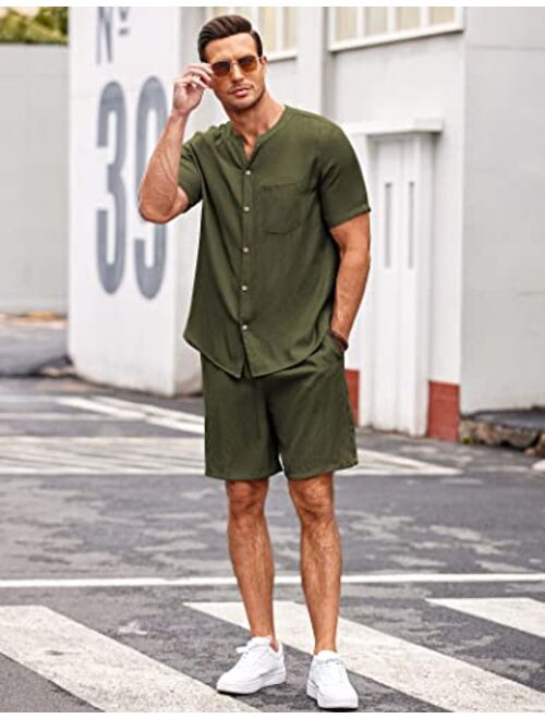 Buy Ekouaer Men's Pajamas Set Short Sleeve Button Down Sleepwear Shorts ...