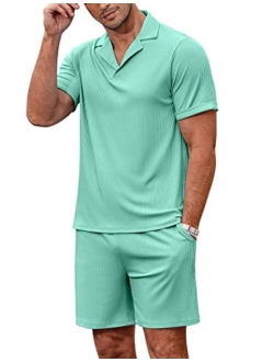 Men's Classic-Fit Short-Sleeve Pajama Set,Stretch Knit