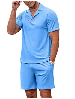 Men's Classic-Fit Short-Sleeve Pajama Set,Stretch Knit