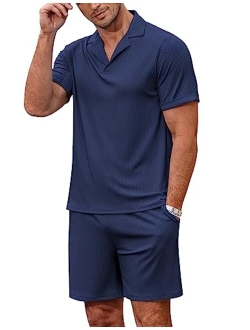 Men's Classic-Fit Short-Sleeve Pajama Set,Stretch Knit