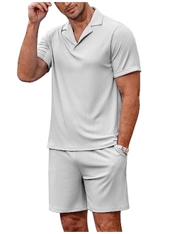 Men's Classic-Fit Short-Sleeve Pajama Set,Stretch Knit