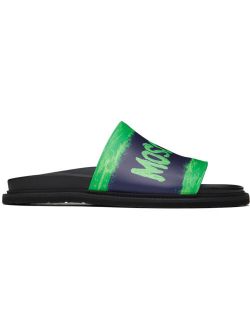 Black & Green Logo Sandals