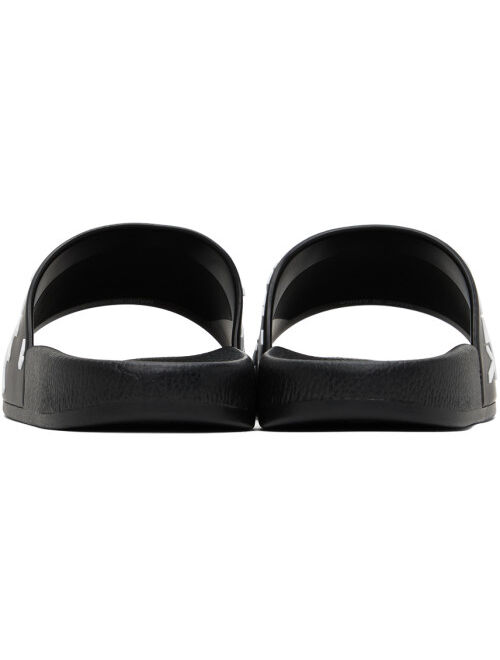 Versace Jeans Couture Black Embossed Pool Slides