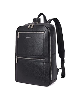 Men Leather Backpack 15.6 inch laptop Backpack Travel College Bag Black