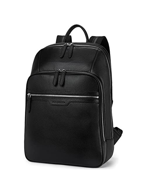 BOSTANTEN Men Leather Backpack 15.6 inch laptop Backpack Travel College Bag Black