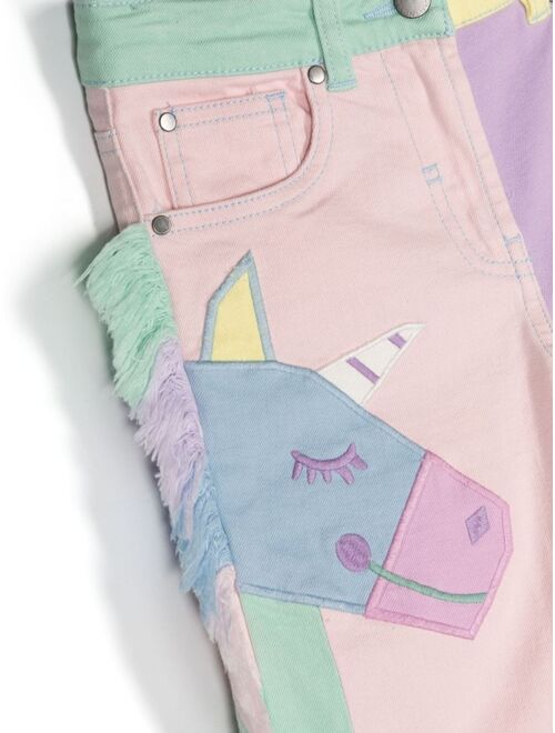 Stella McCartney Kids unicorn-print colour-block jeans