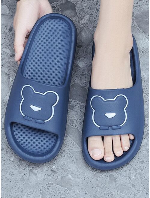 Men Single Band Bear Pattern Slides Casual Summer EVA Slippers