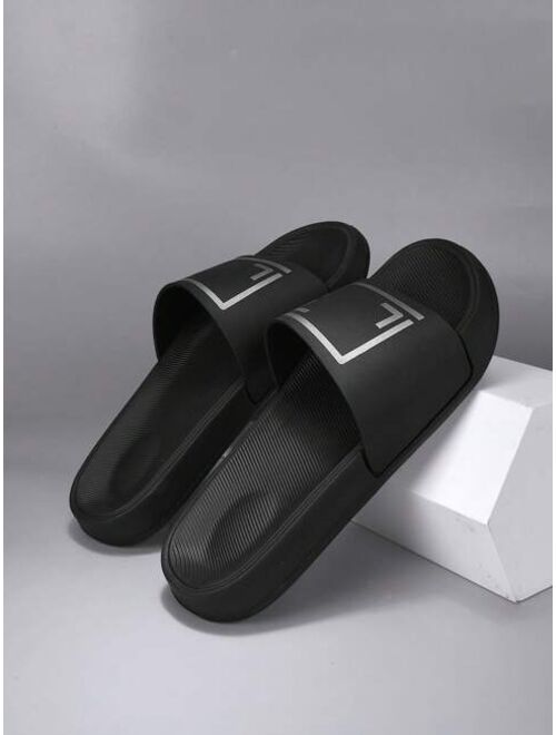 Fashionable Slides For Men Geometric Pattern Single Band PVC Slippers