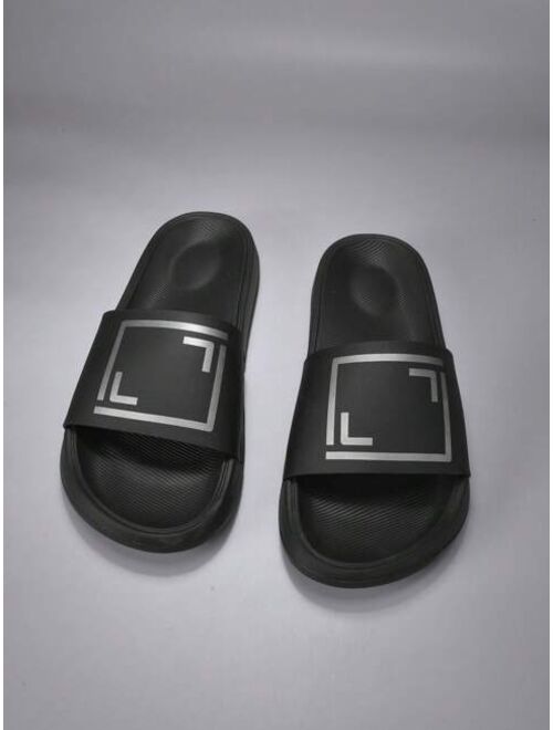 Fashionable Slides For Men Geometric Pattern Single Band PVC Slippers