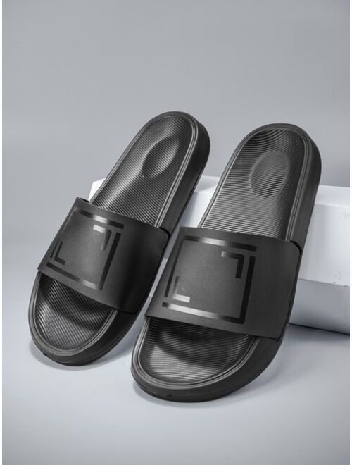 Fashionable Slides For Men Geometric Pattern Single Band PVC Slippers