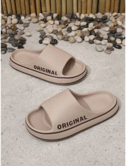 Men s Fashionable One strap Slippers With English Letter Detail