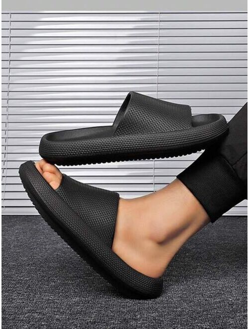 Fashionable Slides For Men Texture Embossed Single Band EVA Slippers