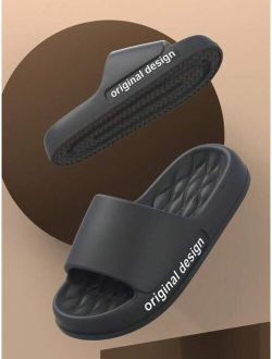 Men Letter Graphic Slides Black Outdoor EVA Slides