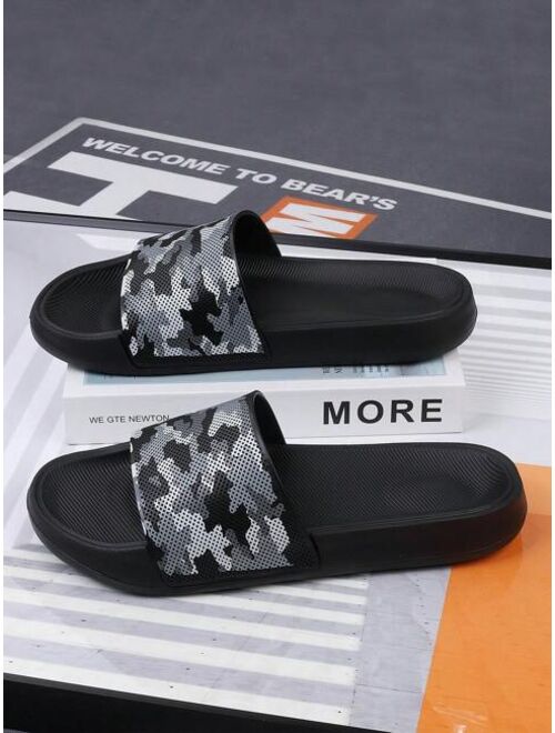 Men Camo Graphic Single Band Slides Outdoor PVC Slides