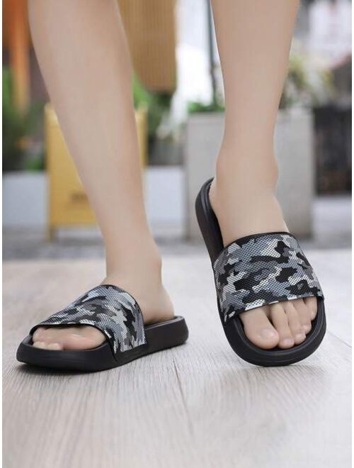 Men Camo Graphic Single Band Slides Outdoor PVC Slides