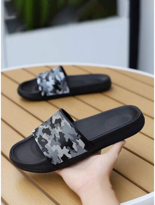 Men Camo Graphic Single Band Slides Outdoor PVC Slides