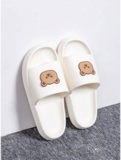 Men Bear Patch Wide Fit Bathroom Slippers