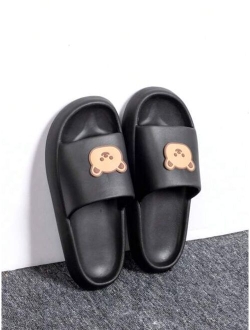 Men Bear Patch Wide Fit Bathroom Slippers