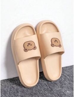 Men Bear Patch Wide Fit Bathroom Slippers