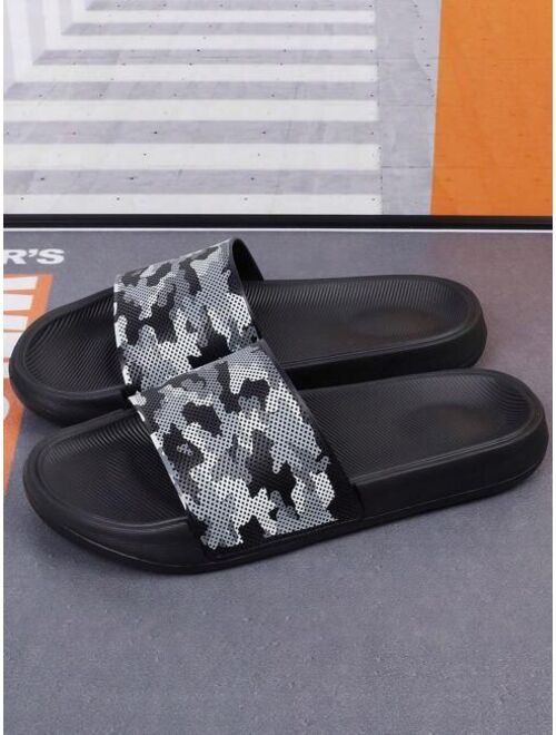 Fashionable Slides For Men Camo Pattern Single Band PVC Slippers