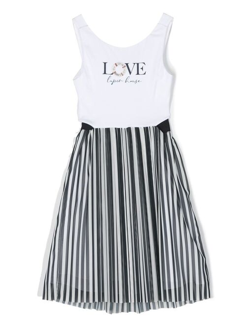 Lapin House Love stripe-print sleeveless dress