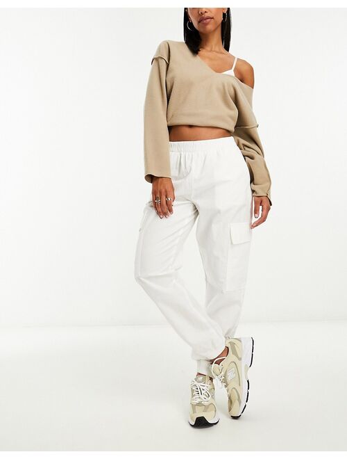 ASOS DESIGN cargo pants with elasticated cuff in stone