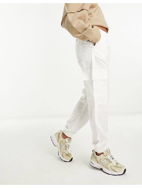 ASOS DESIGN cargo pants with elasticated cuff in stone