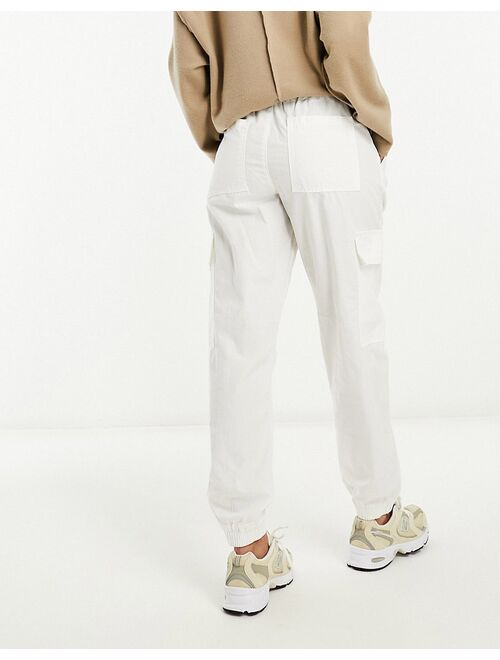 ASOS DESIGN cargo pants with elasticated cuff in stone