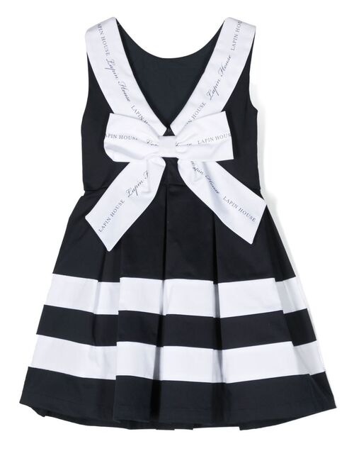 Lapin House striped bow-detail dress