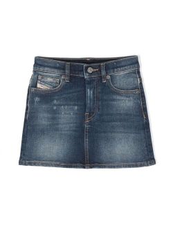 Kids logo-patch denim skirt