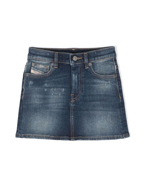 Diesel Kids logo-patch denim skirt