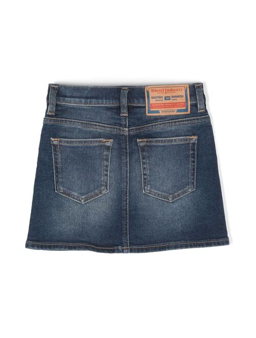 Diesel Kids logo-patch denim skirt